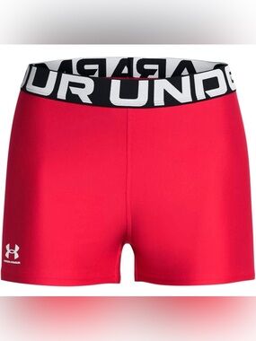 Under Armour Women HeatGear Armour Shorty Shorts sz Medium Red/Black & White New